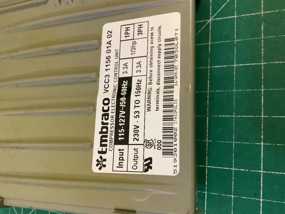 GE Refrigerator Control Board - Part # VCC3 1156 01A 02 AZ196642 | NR318