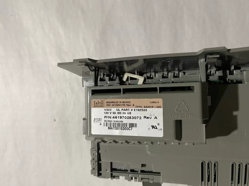 Whirlpool W10251776 461970253072 Washer Control AZ193014 | BKV883