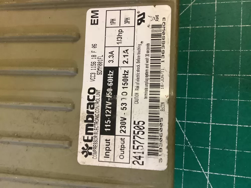 Refrigerator Inverter Board VCC3 1156 QA F 06 241577505 AZ196974 | NR2752