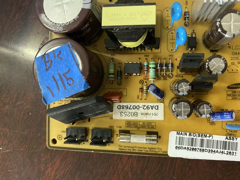 Samsung DA92 00768D Refrigerator Control Board Inverter AZ35418 | BK1115