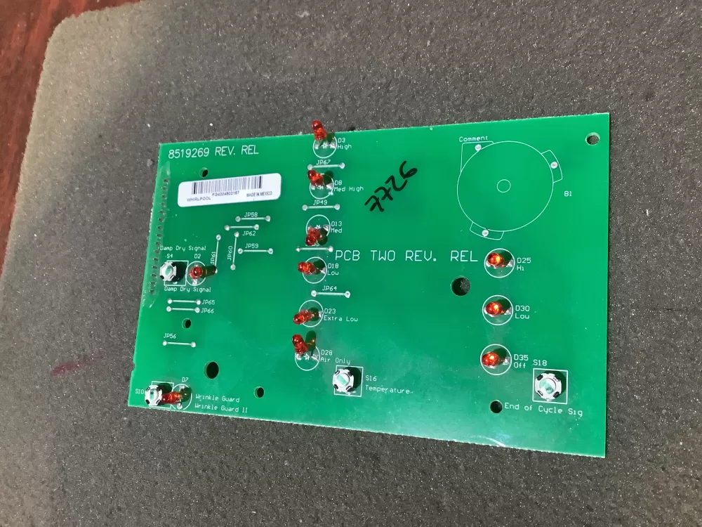 Whirlpool Kenmore 8519269 8559430 Dryer Control Board Rev