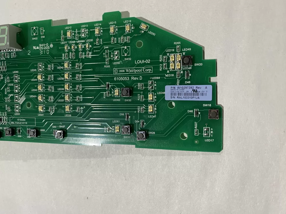 Whirlpool W10297392 WPW10298625 PD00032762 Dryer Control Board AZ132143 | BK1018