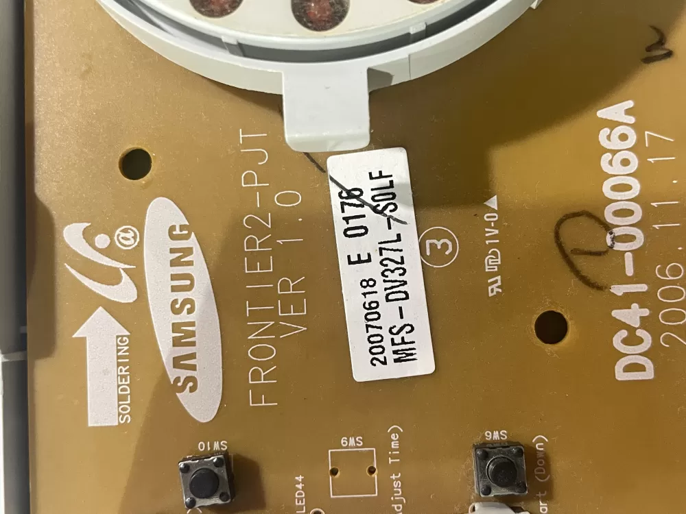 Samsung MFS-DV318A-S0 DC41-00066A Dryer UI Control Board AZ176199 | Wmv750