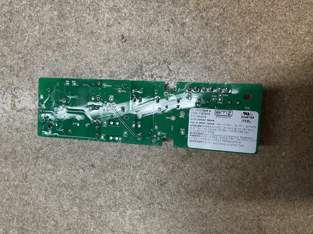 Whirlpool W10306786 Refrigerator LED Inverter Board Box AZ18651 | KM1378