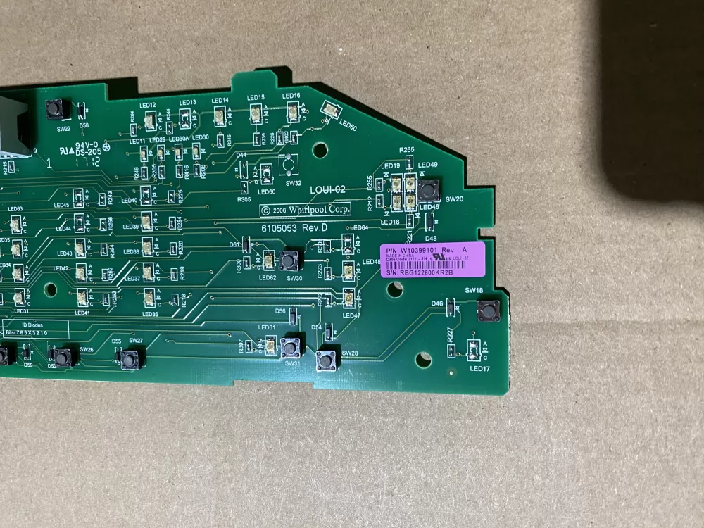 Whirlpool W10399101 Washer Control Board AZ81751 | BK1489