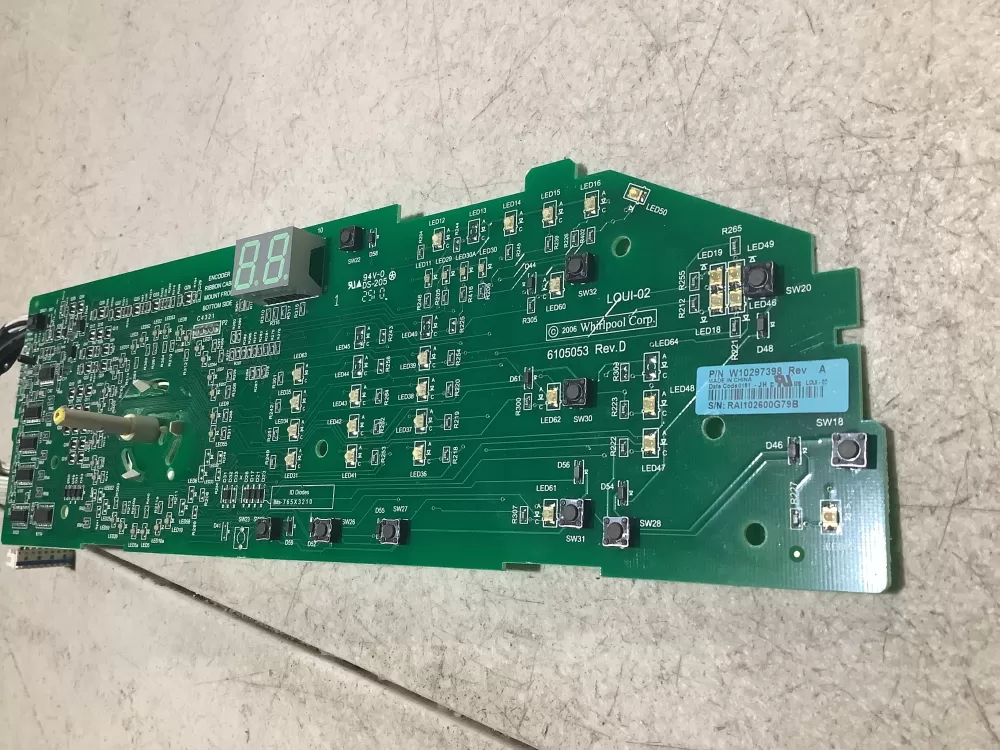 Whirlpool W10298622 W10297398 Washer Control Board
