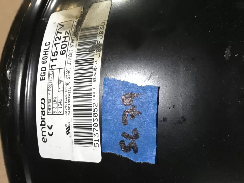Embraco 513703052 Refrigerator Compressor AZ97384 | Sl79