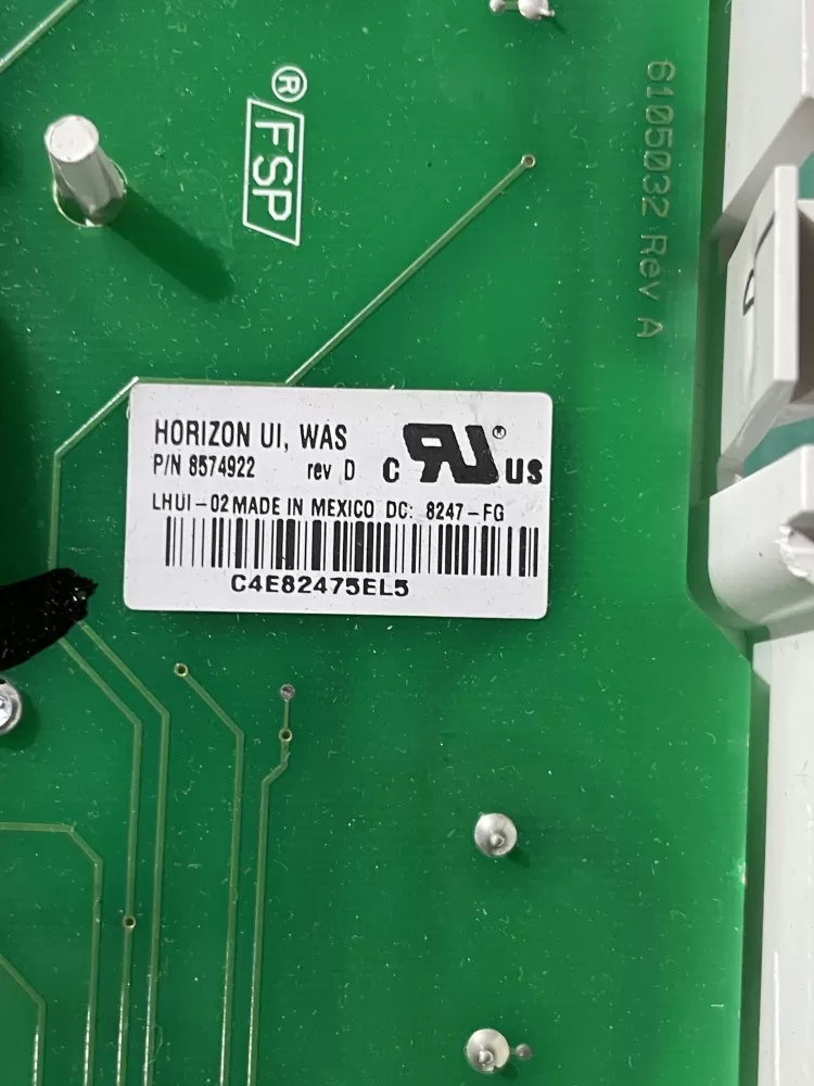 Whirlpool 8574922 Washer Control Board User Interface AZ196271 | Wmv886