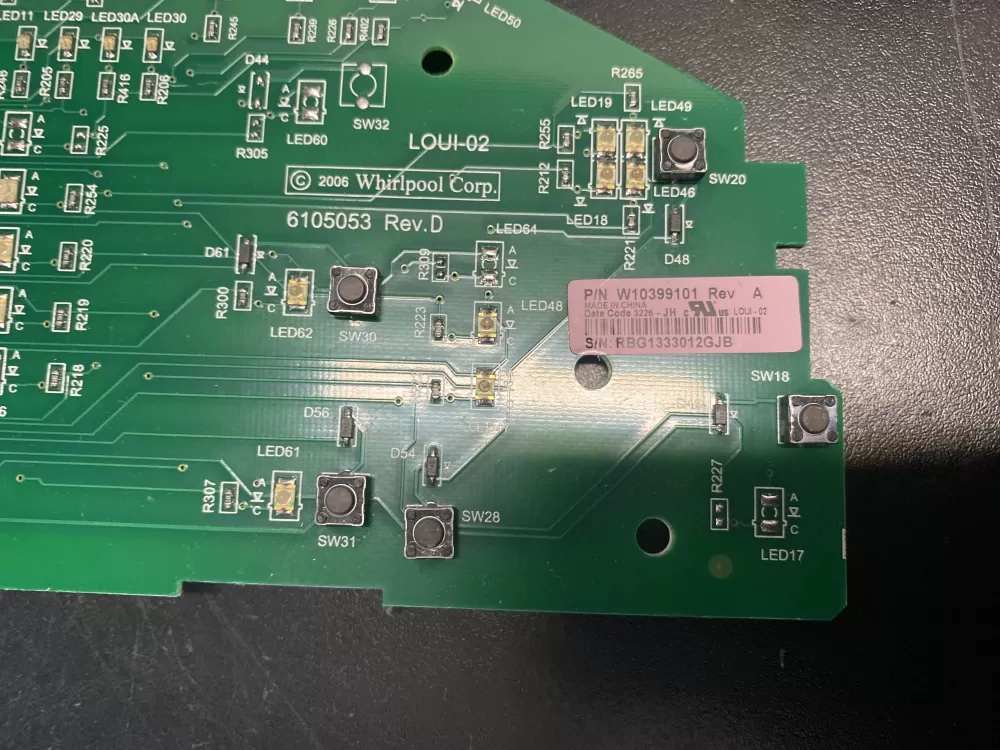 Whirlpool W10399101 Washer Control Board AZ12358 | BK1027