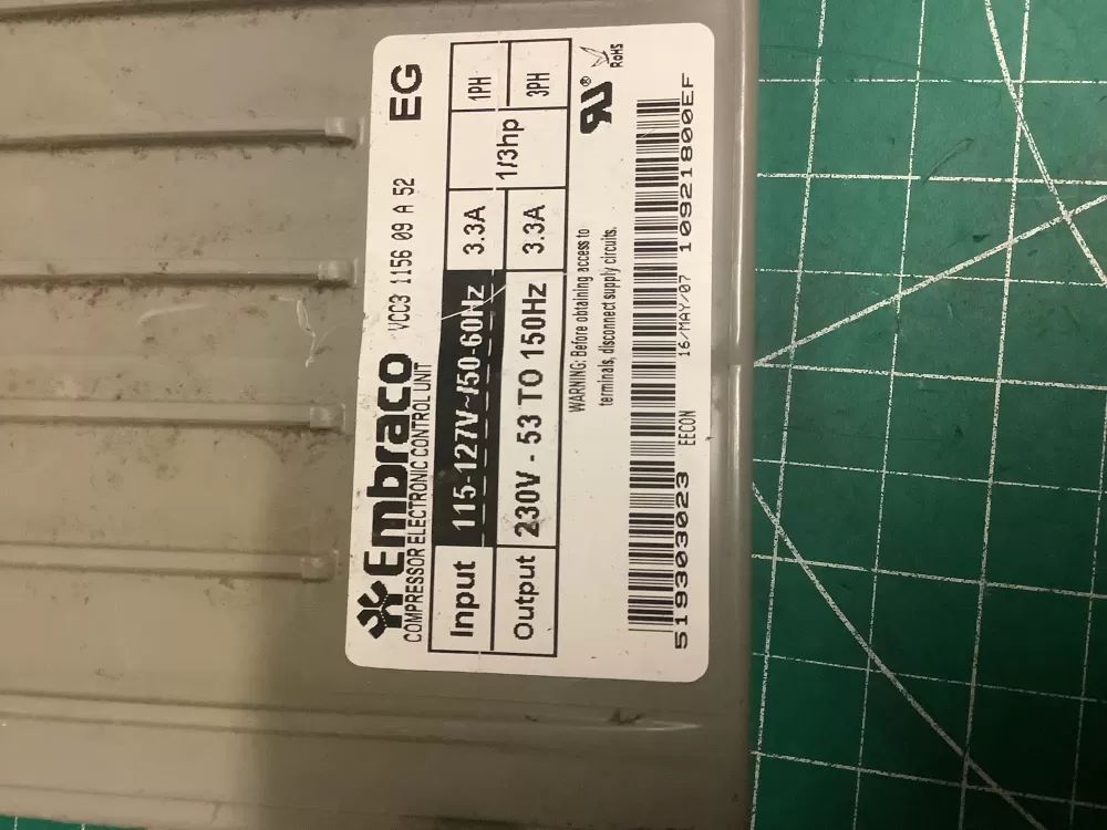  519303023 Refrigerator Control Board Embraco Inverter AZ197803 | AR125
