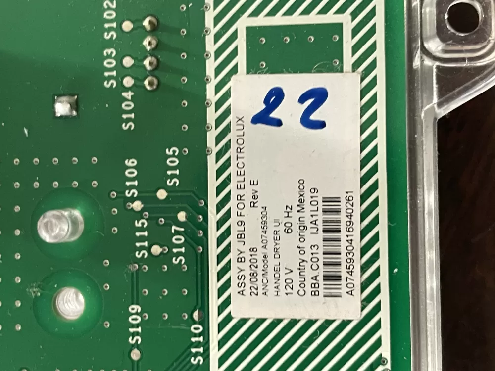 Electrolux Dryer A07459304169 Control Board AZ37422 | Wm434
