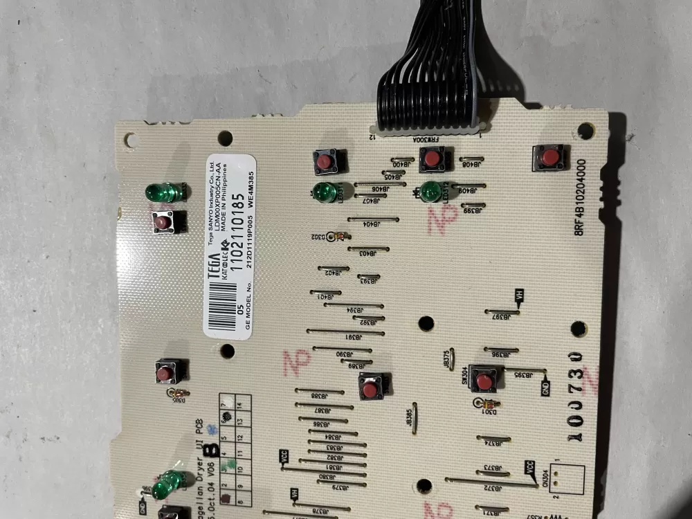 GE 212D1119P005 WE4M385 Dryer Control Board AZ197174 | KM1145