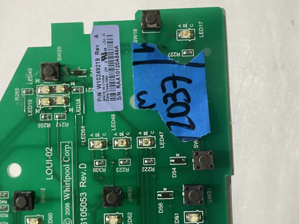 Whirlpool W10249219 W10249220 Washer Control Board AZ187290 | Wm2037