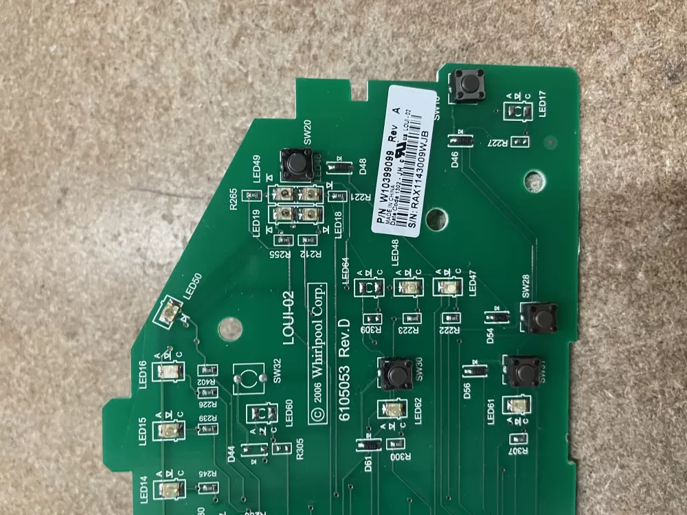 Whirlpool W10399099 Washer Control Board AZ18022 | KM1474