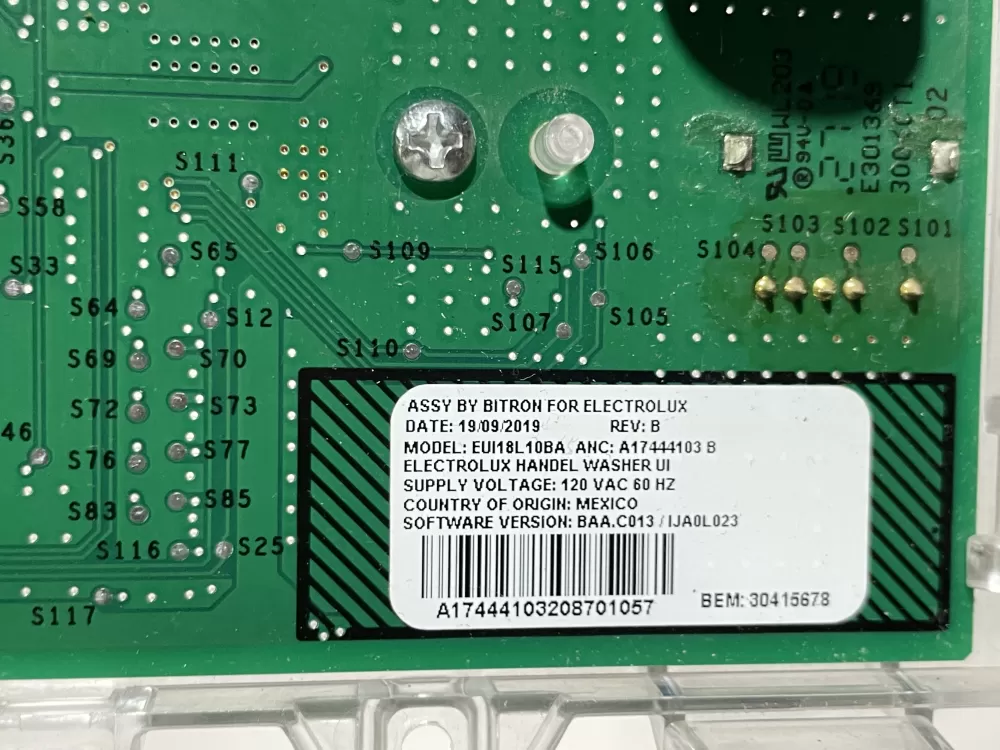 Electrolux A17444103C A17444104B Dryer Control Board Assembly AZ115940 | Wm1003