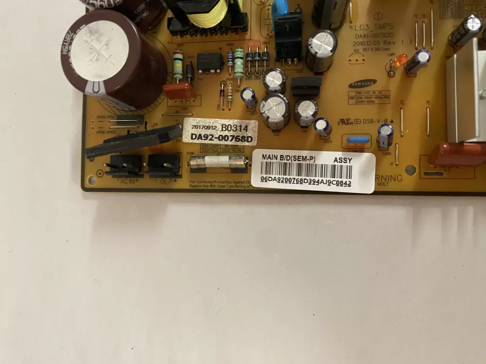 Samsung DA92 00768D Refrigerator Control Board Inverter AZ199475 | BK2787