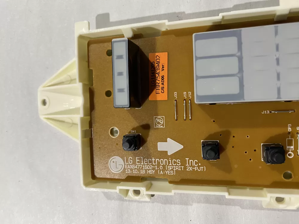 LG EBR75439402 Dryer UI Control Board PCB Assembly WAZ186352 | BKV777