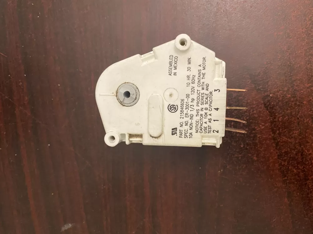 Frigidaire  Kenmore AP2111929 12762 215846602 00624728 00626234 00628510 00628518 0628510 08000559 08006054 08006992 08016919 08950148 215267800 215846605 215846606 240371001 241621501 3001671 3001701 3015909 3203657 4013391050 5300187484 5300628518 5301090474 5303203657 5303211155 5303211680 5303270622 5303275811 5303321133 5303321915 5304457327 5308006054 5308006992 624728 626234 628510 628518 8000559 8006054 8016919 8950148 C000062797 C62797 D007004112 DG187005 F000111695 G000187484 G172706 G174820 G186580 G187005 G187484 M1090167 M1090474 N8000559 R000900241 R000900764 R900241 PS423801 Refrigerator Defrost Timer