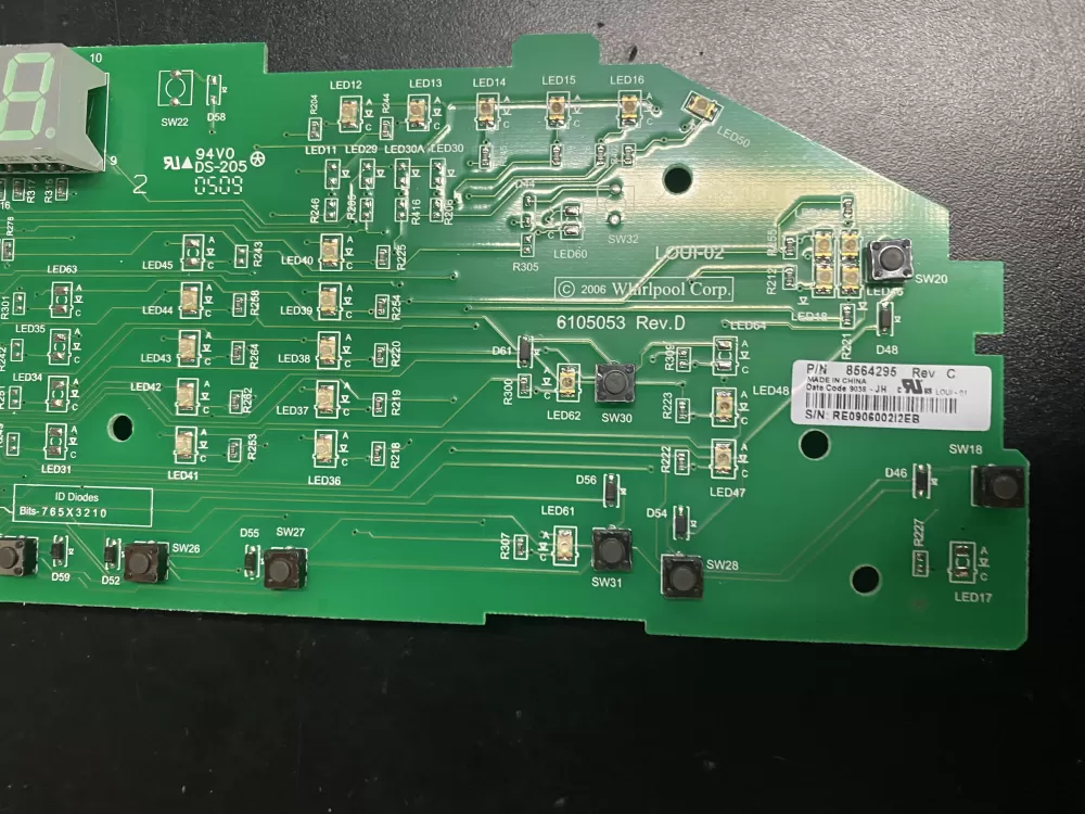 Whirlpool 8564295 User Interface Control Board AZ7013 | BK681