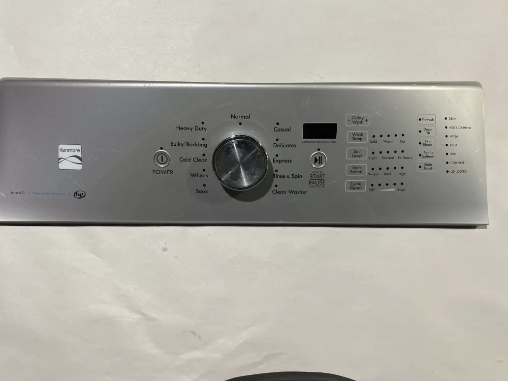 Kenmore W10643919 W10873012 Washer Control Panel Overlay AZ137740 | BKV53