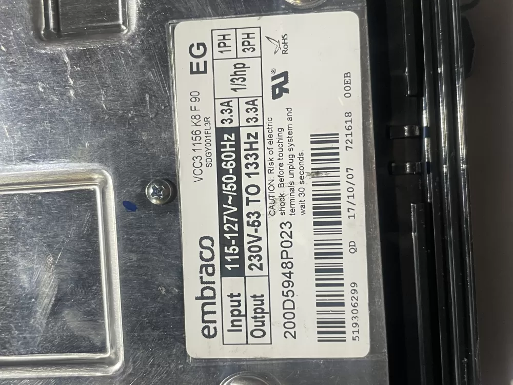 GE 200D5948P023 Refrigerator Inverter Control Board Wr87x29409 AZ130726 | Wm1909