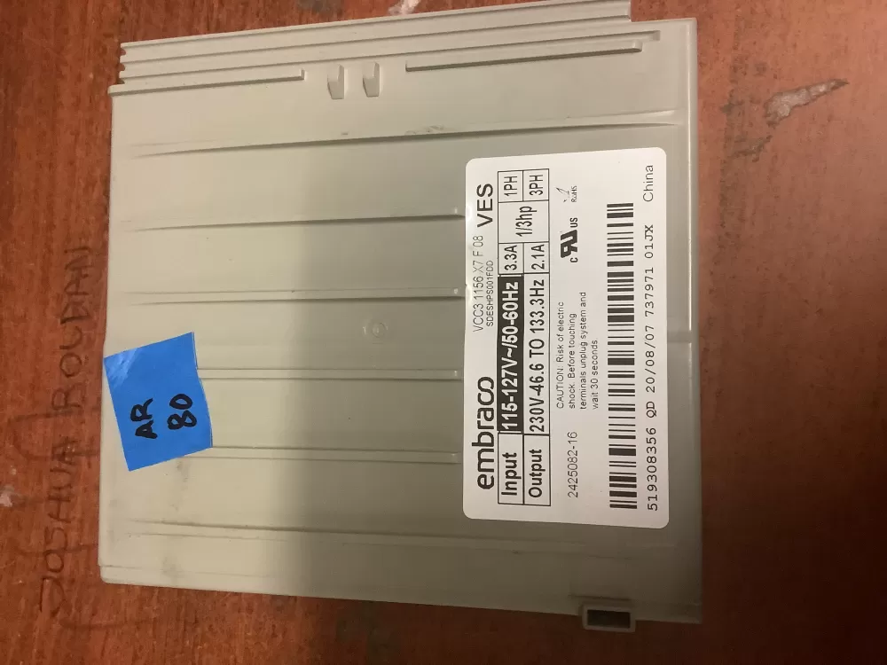 Whirlpool 519308356 VCC3 1156 X7 Refrigerator Inverter Board AZ197413 | AR80