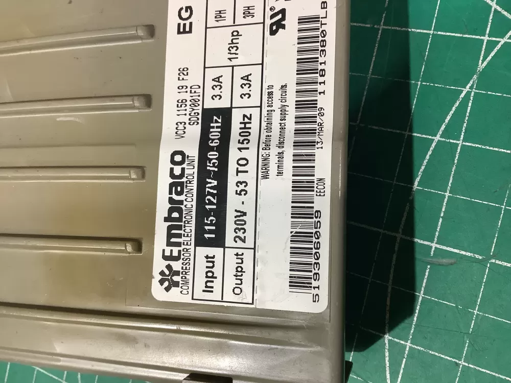 Whirlpool W1089391 Refrigerator Compressor Inverter Control AZ195604 | AR1215