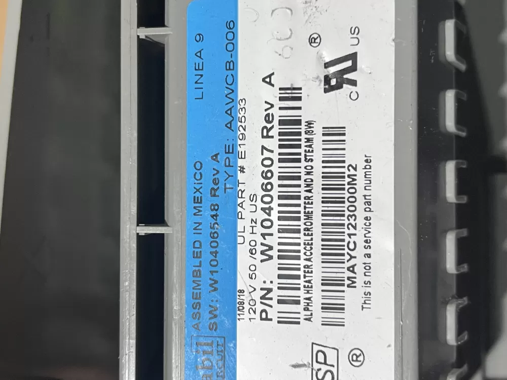 Whirlpool W10406607 Washer Control Board AZ89480 | Wmv428
