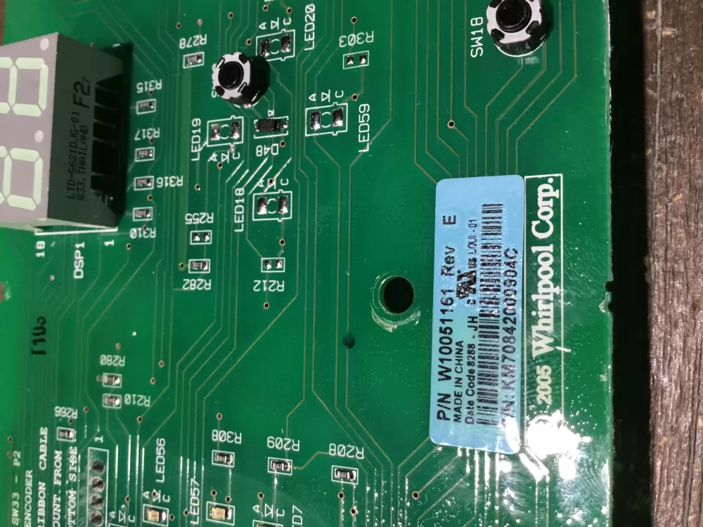 Whirlpool W10051161 Dryer User Interface Control Board AZ61010 | NR2013