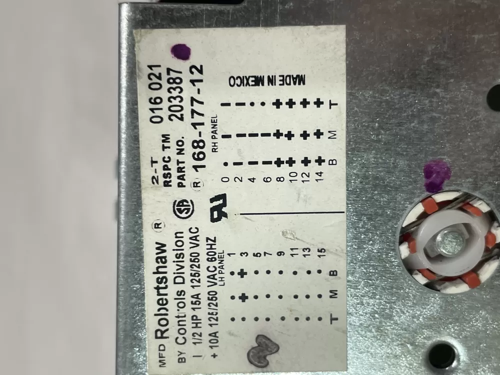 168 177 12 203387 Washer Robertshaw Timer AZ149287 | Wm715
