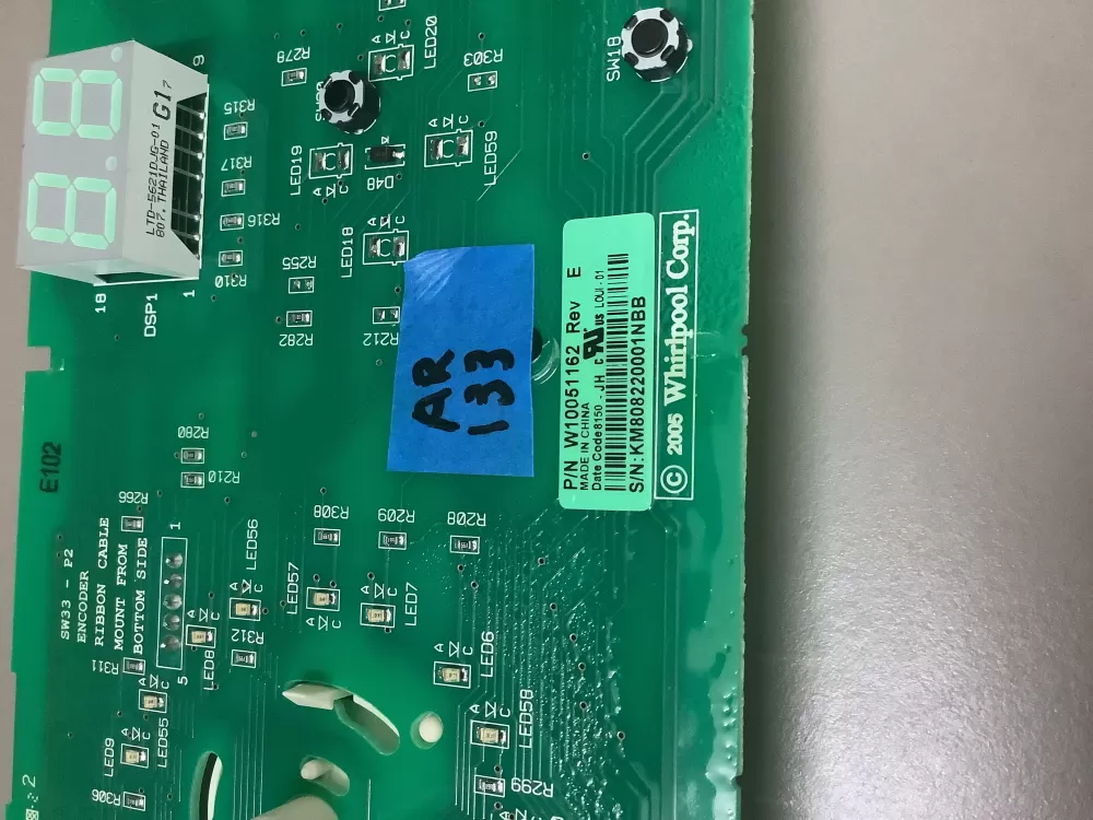 Whirlpool Dryer W10051160 W10051162 Control Board AZ201932 | AR133