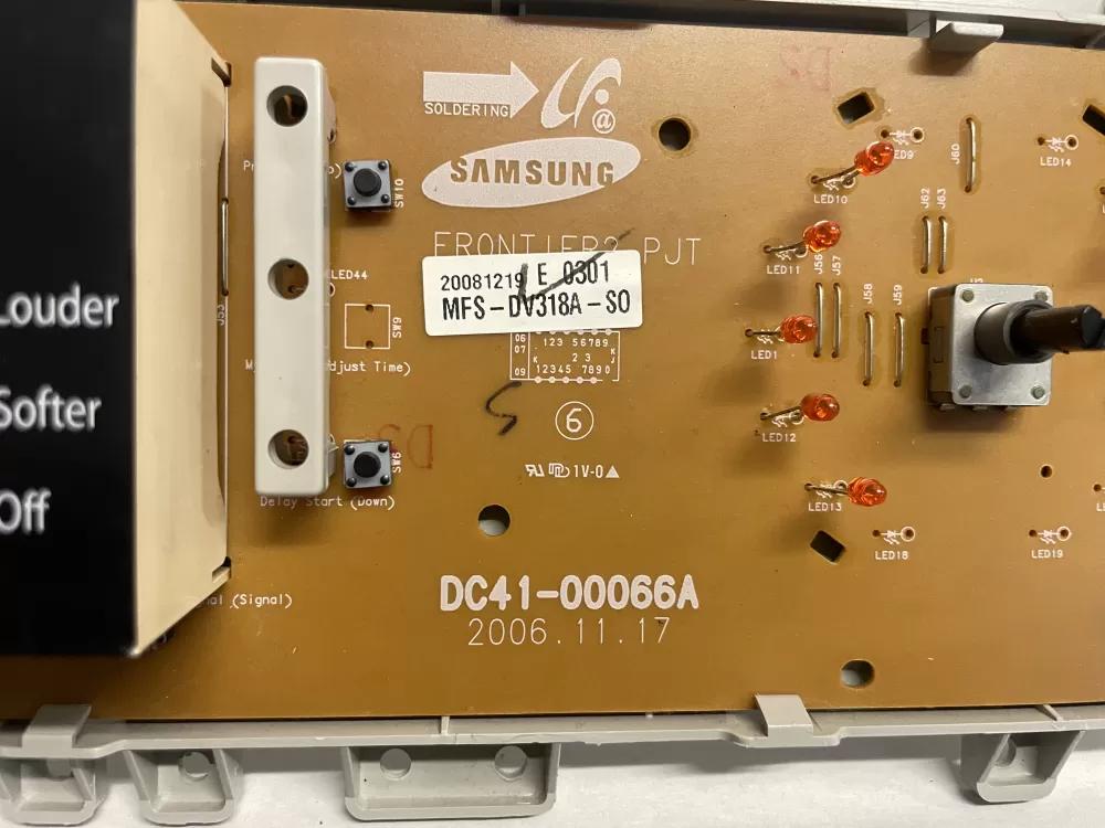 Samsung DC41-00066A MFS-DV318A-S0 Washer Control Board AZ227168 | Wmv635