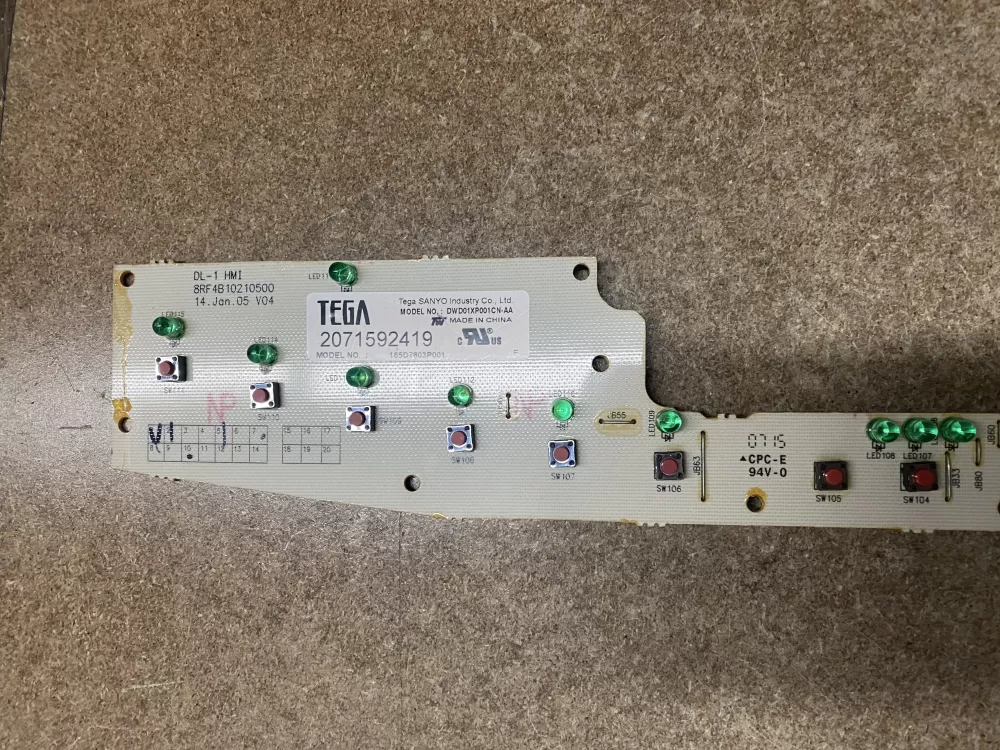 GE 165D7803P001 Dishwasher Control Board