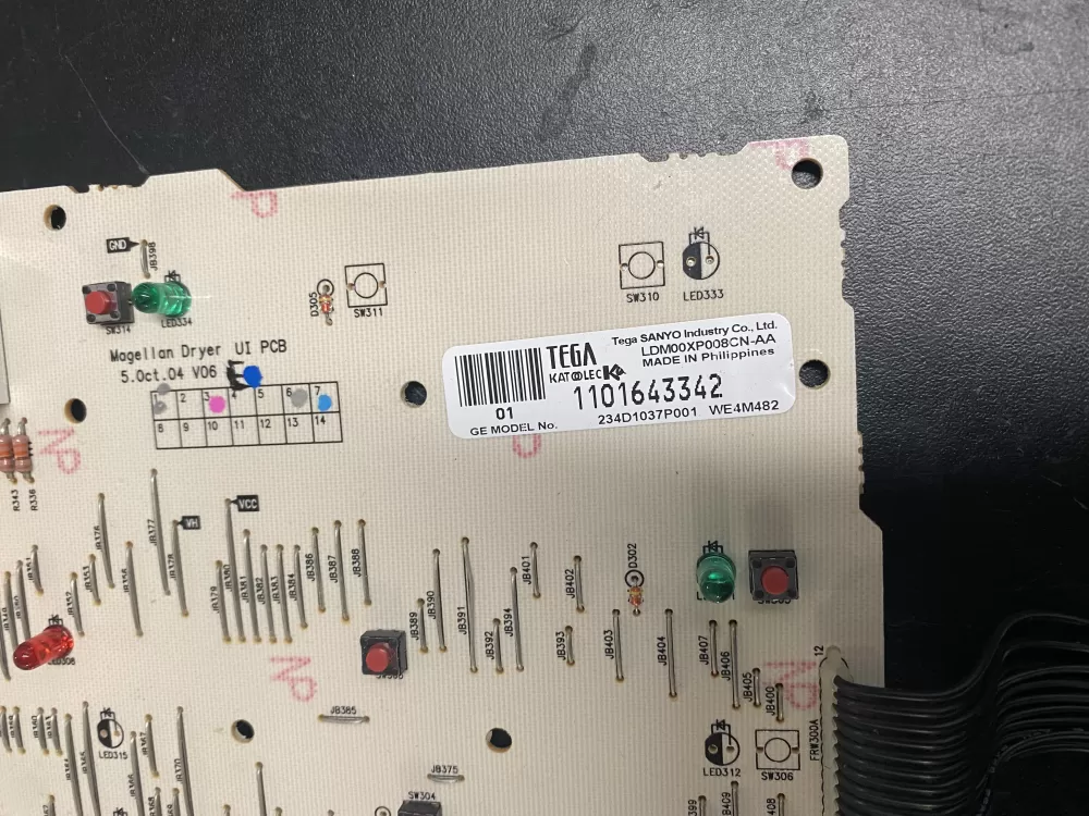 GE WE4M482 234D1037P001 Dryer Interface Control Board AZ20168 | BK964