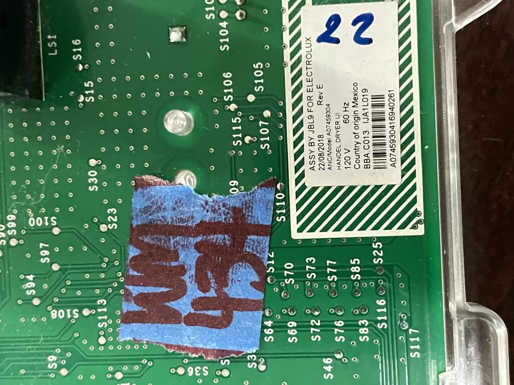 Electrolux Dryer A07459304169 Control Board AZ37422 | Wm434