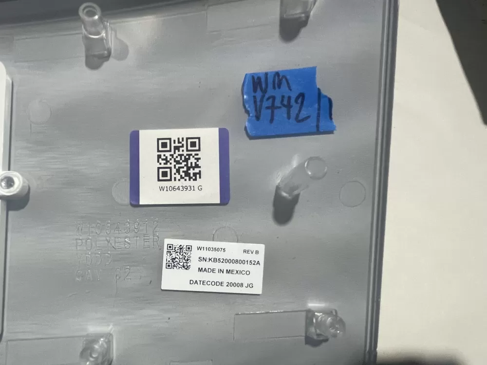 Whirlpool Kenmore W10643930 W106439301 Control Board Overlay AZ136942 | Wmv742