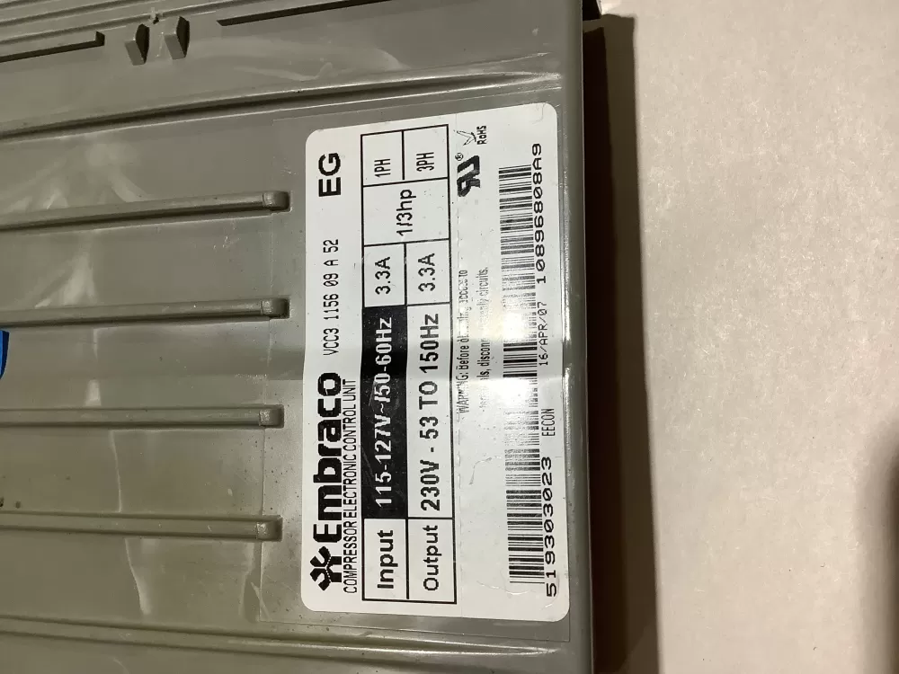 Whirlpool W10154805 Refrigerator Inverter Control Board AZ144593 | ZC2428