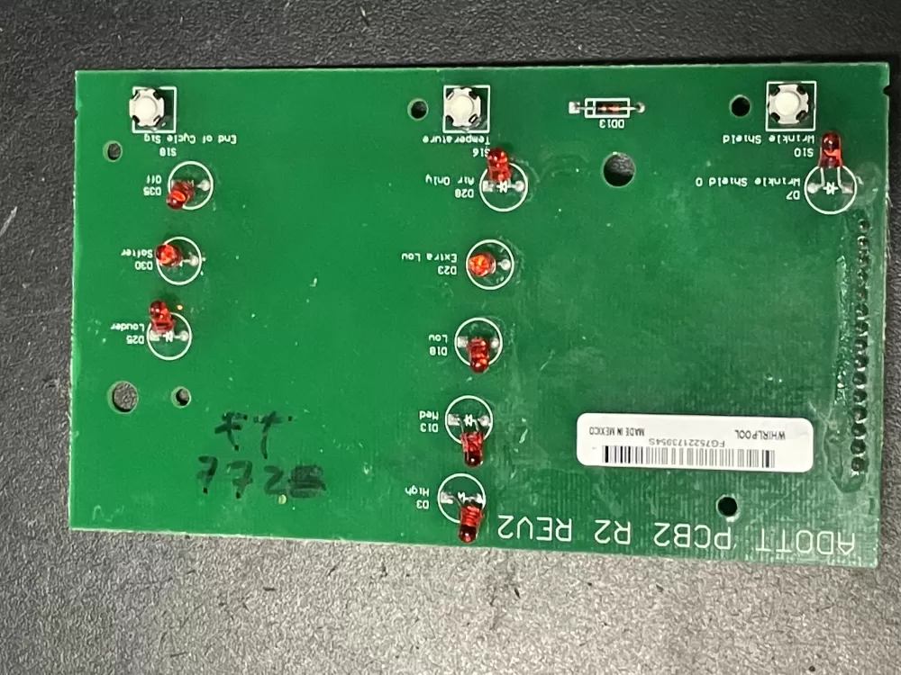 Whirlpool FG7522173954S Dryer Control Panel Board