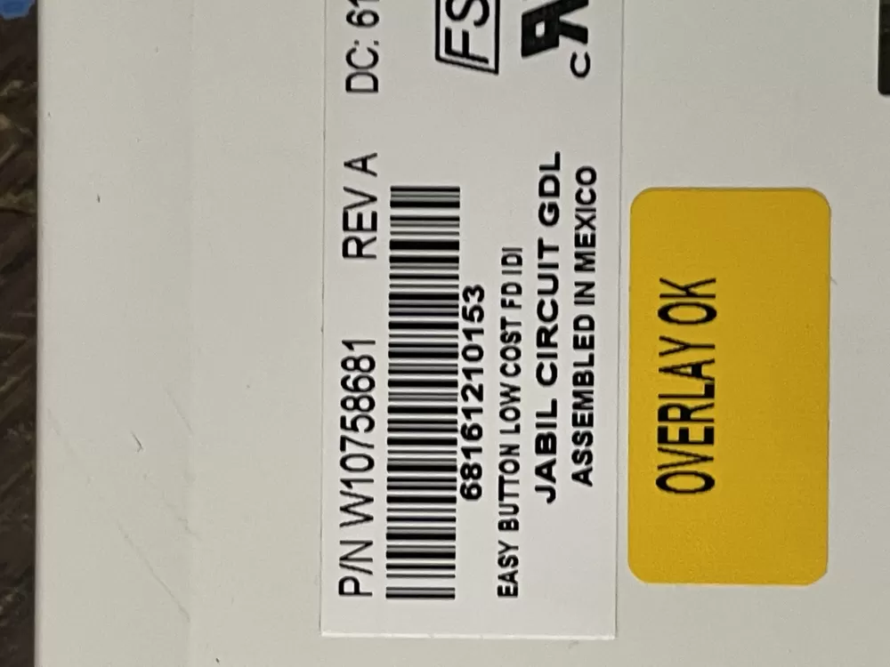 Whirlpool W10758681 Refrigerator Control Board AZ51701 | Wm1876