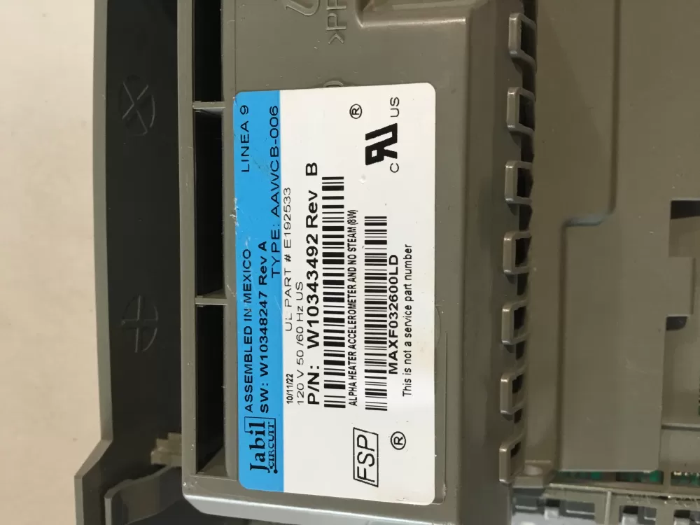 Whirlpool W10343492 W10348247 W10388205 Washer Control Board AZ149856 | BGV770