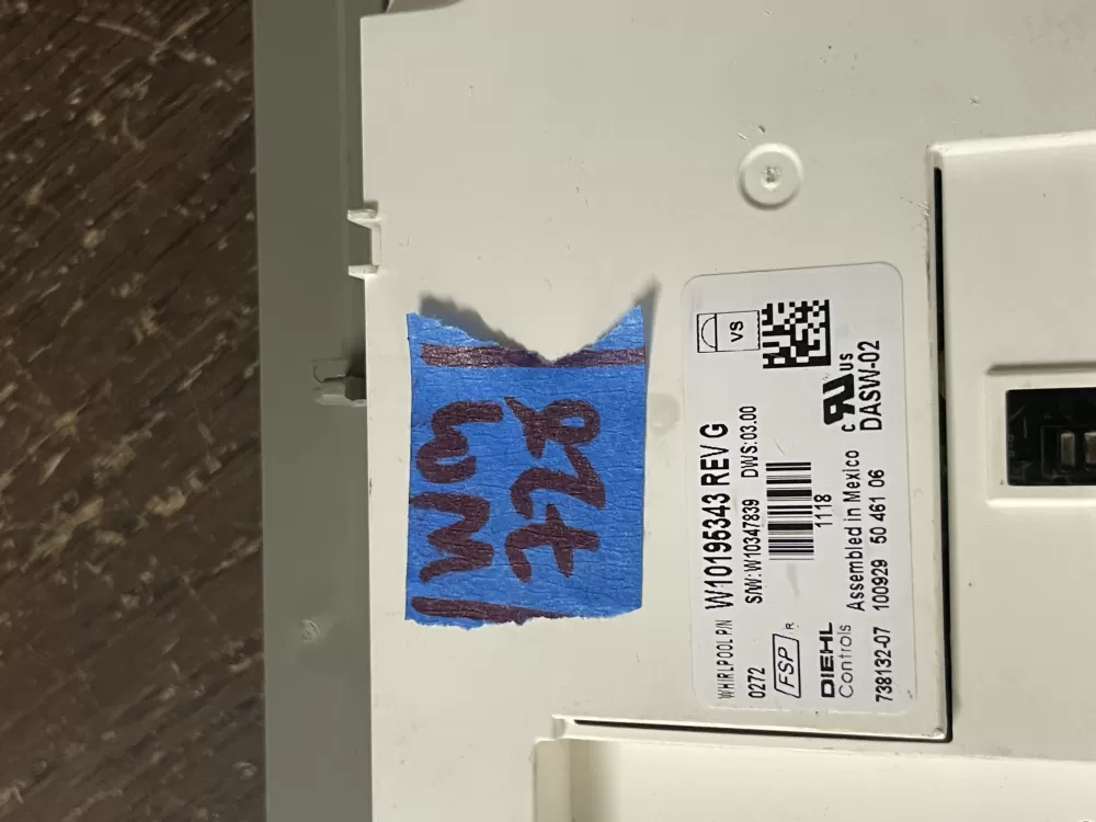 KitchenAid Kenmore AP6020246 W10195343 Dishwasher Control Board AZ48091 | Wm728