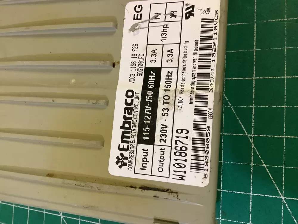 Whirlpool W1089391 Refrigerator Compressor Inverter Control AZ195002 | NR300