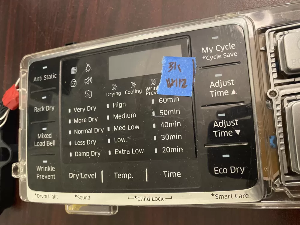 Samsung DC92 01607C Dryer Control Board User Interface AZ37440 | BKV112
