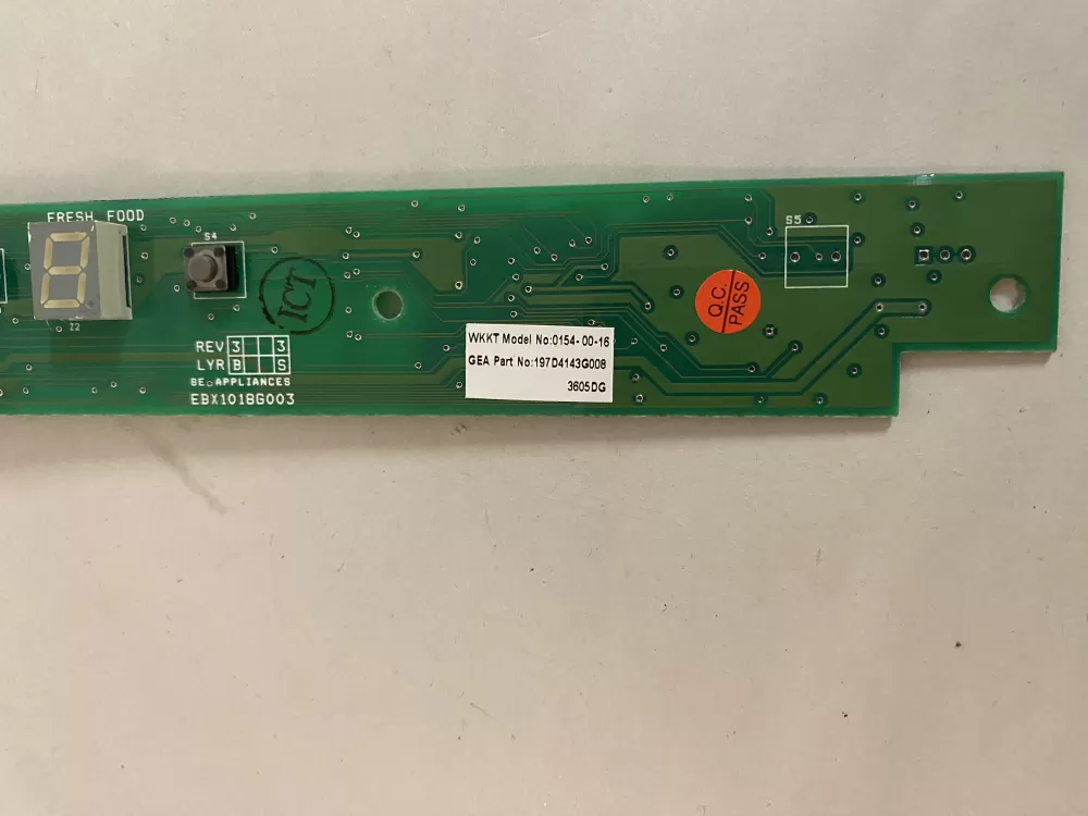 GE 197D4143G008 Wr55x10831 Refrigerator Control Board AZ201017 | BK2664