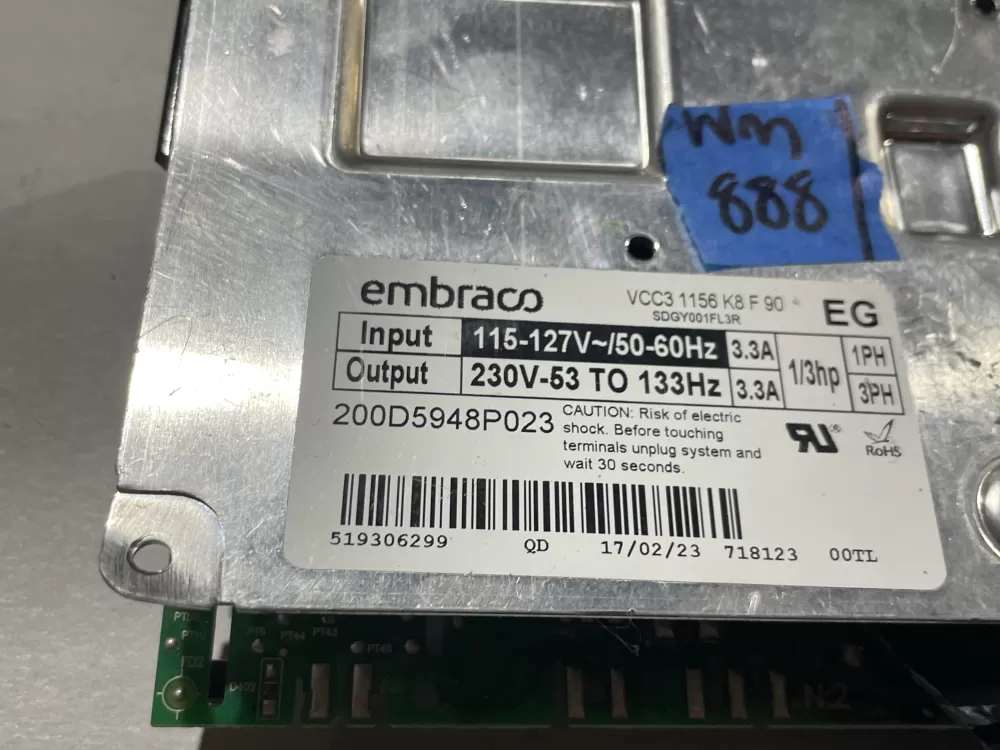 GE 200D5948P023 Refrigerator Inverter Control Board Wr87x29409 AZ131658 | Wm888