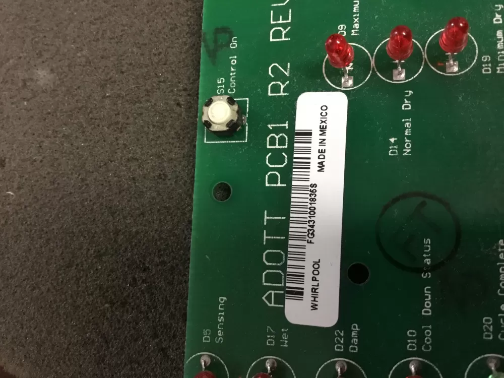 Whirlpool Dryer Control FG3431001835S AZ102927 | NR365