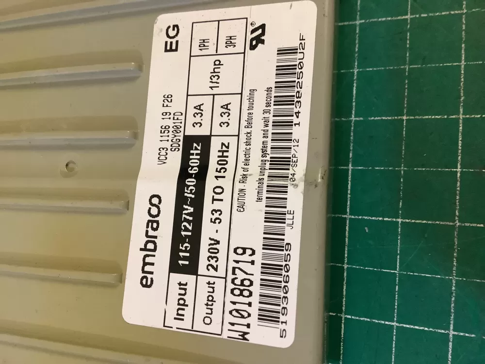 Whirlpool W1089391 Refrigerator Compressor Inverter Control AZ198828 | NR2770