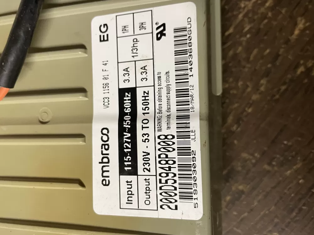 GE 519303092 Refrigerator Compressor Inverter Board AZ56794 | Wm2016