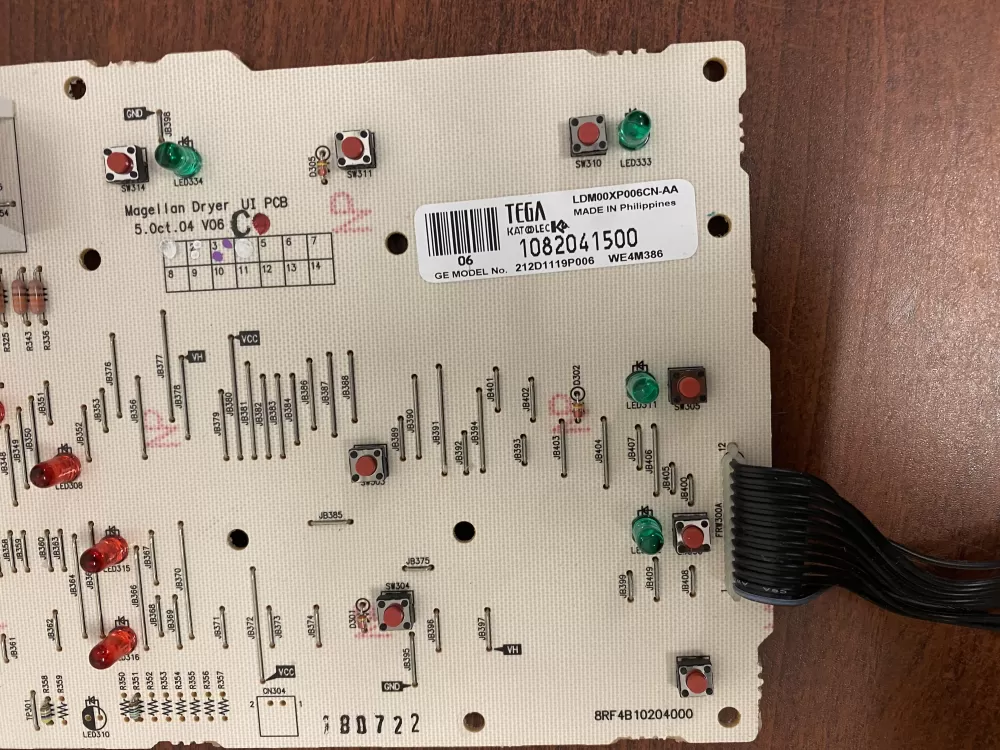 GE 212D1119P006 WE4M386 Dryer Control Board Interface AZ39012 | BK526