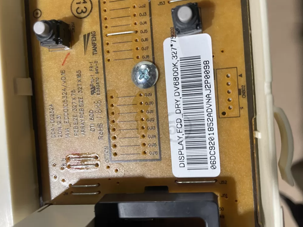 Samsung DC92-01852A DC94-06349A Dryer UI Control Board AZ88504 | Wmv89